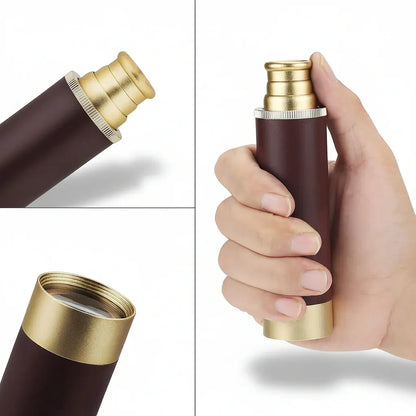 Compact Brass Leather Handheld Zoom Monocular Scope