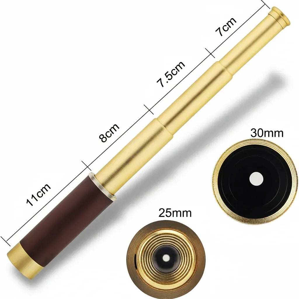 Compact Brass Leather Handheld Zoom Monocular Scope