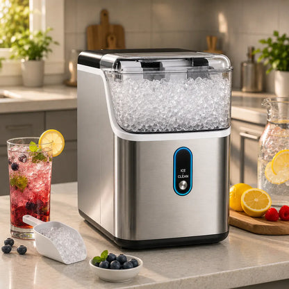 Compact Countertop Ice Cube Machine with Cooling System