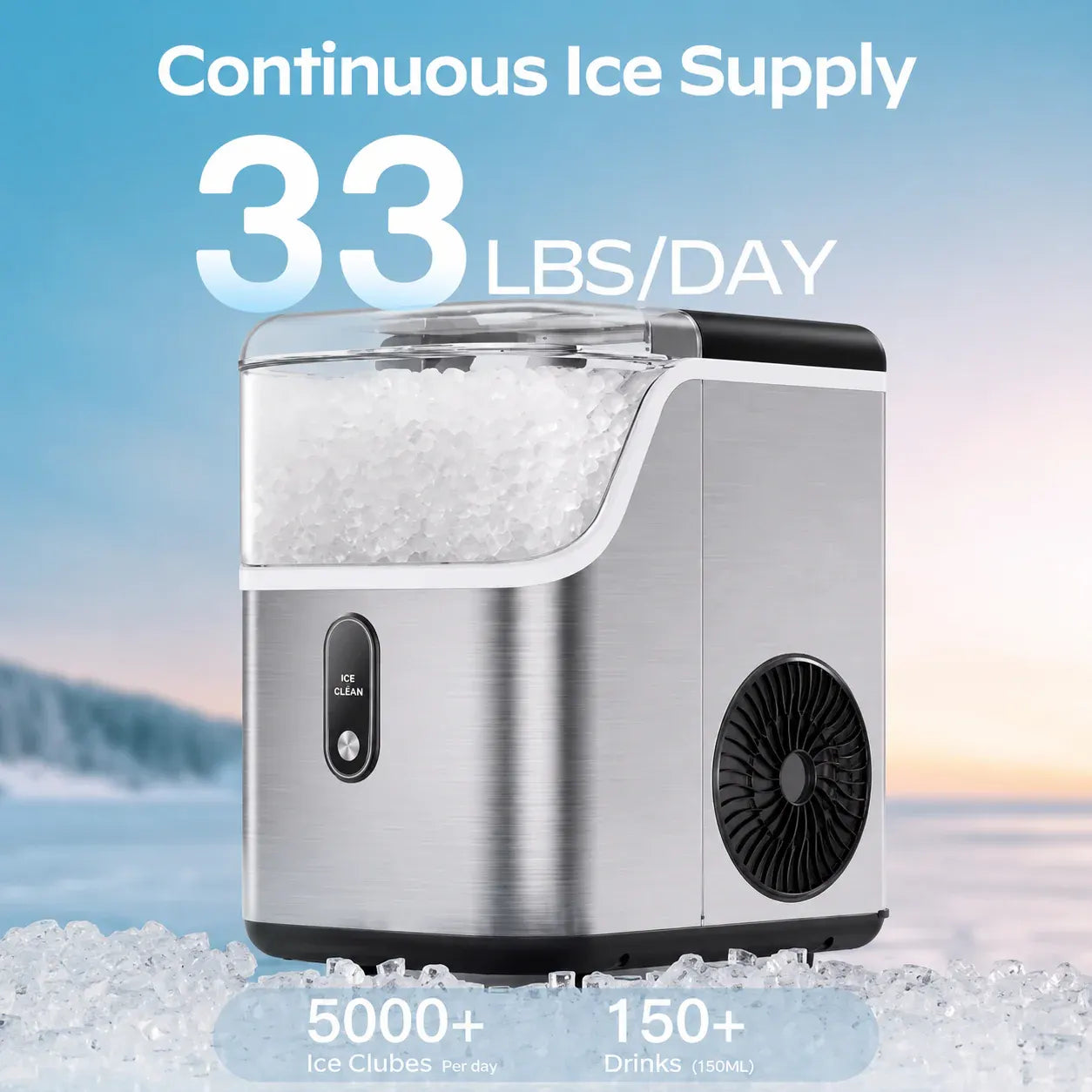 Compact Countertop Ice Cube Machine with Cooling System