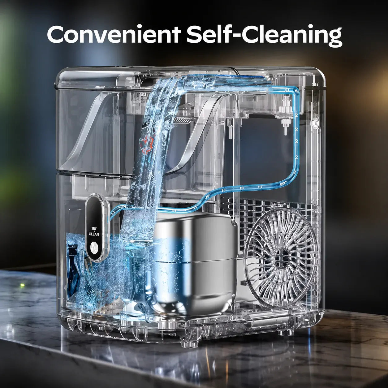 Compact Countertop Ice Cube Machine with Cooling System