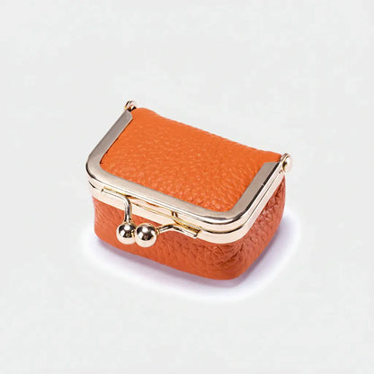 Compact Leather Jewelry Case with Gold Clasp for Travel Storage