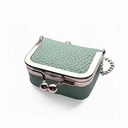 Compact Leather Jewelry Case with Gold Clasp for Travel Storage
