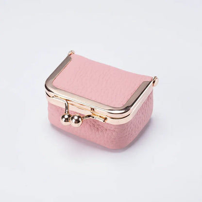 Compact Leather Jewelry Case with Gold Clasp for Travel Storage