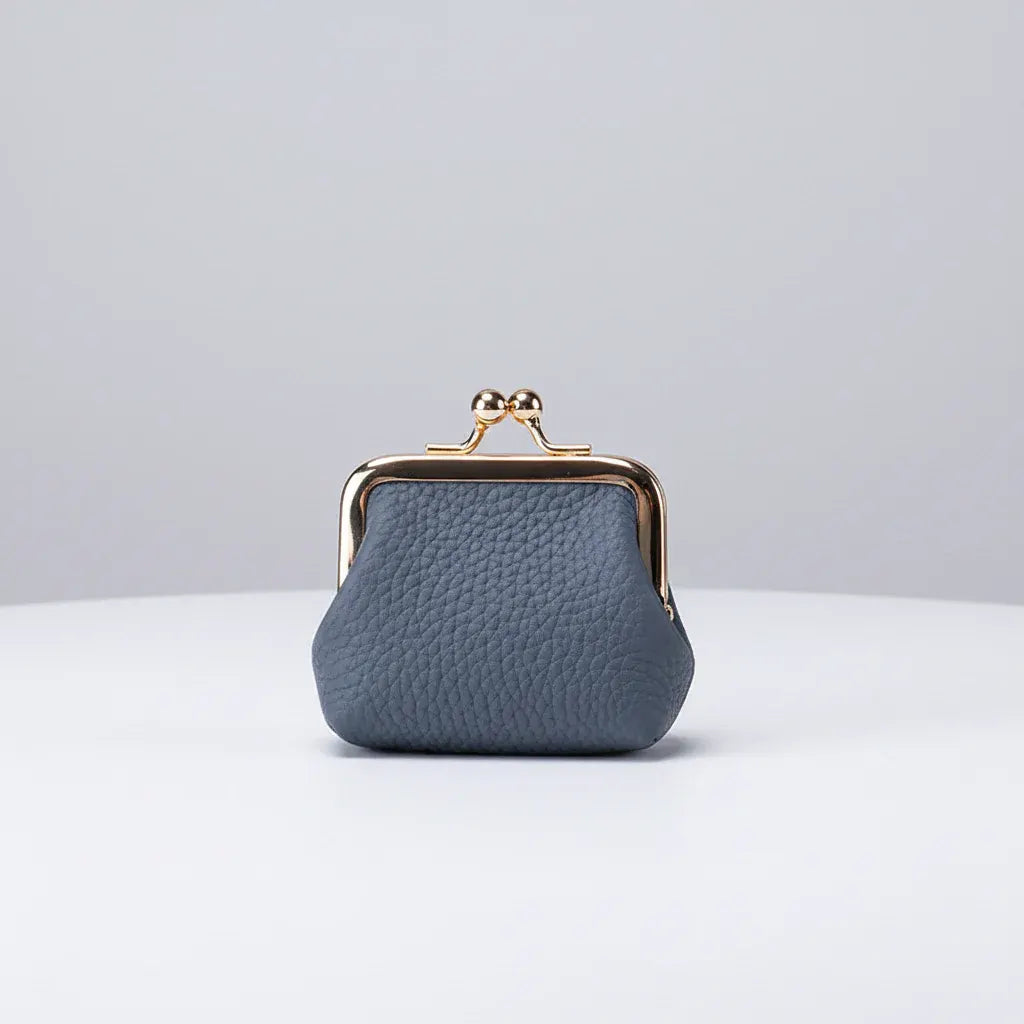 Compact Leather Jewelry Case with Gold Clasp for Travel Storage