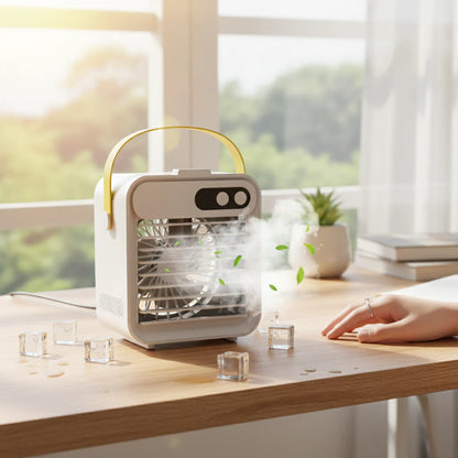 Compact Mini Air Cooler Humidifying Portable Cooling Fan
