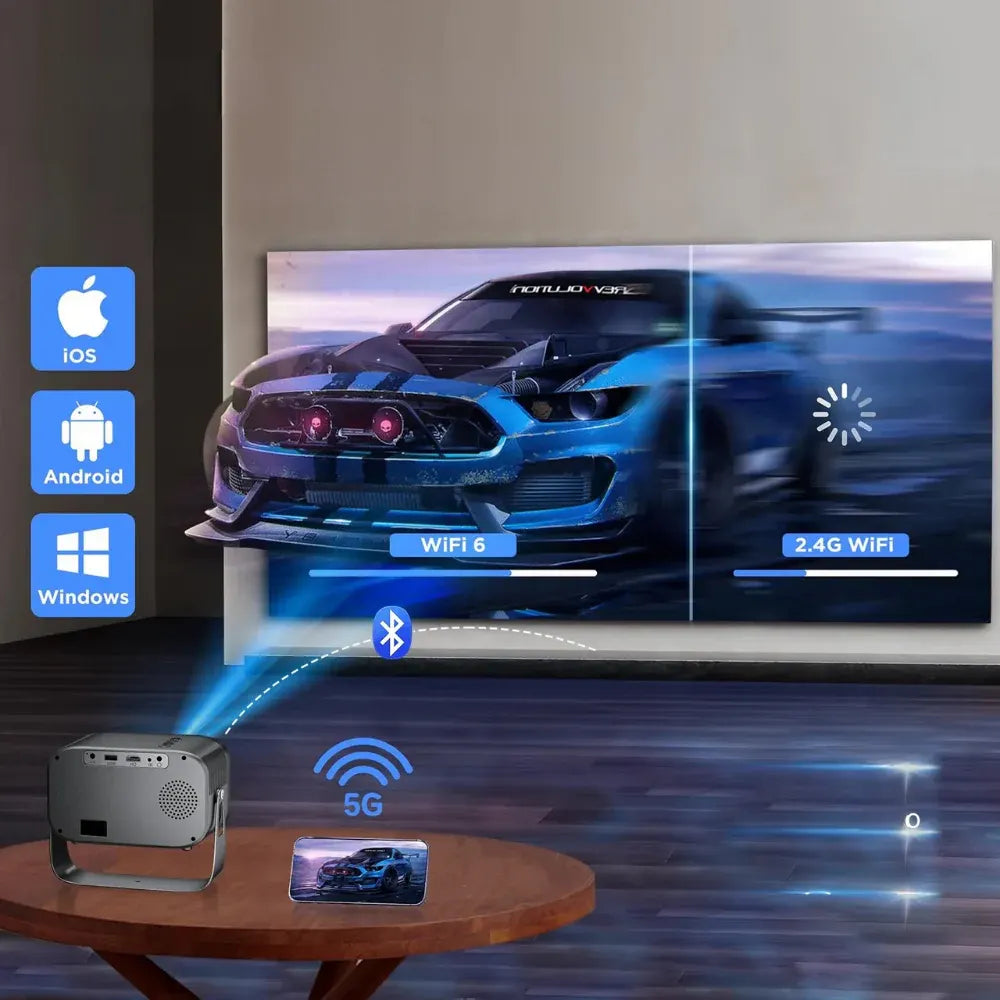 Compact Mini Projector with Bluetooth and WiFi for World Cup Viewing