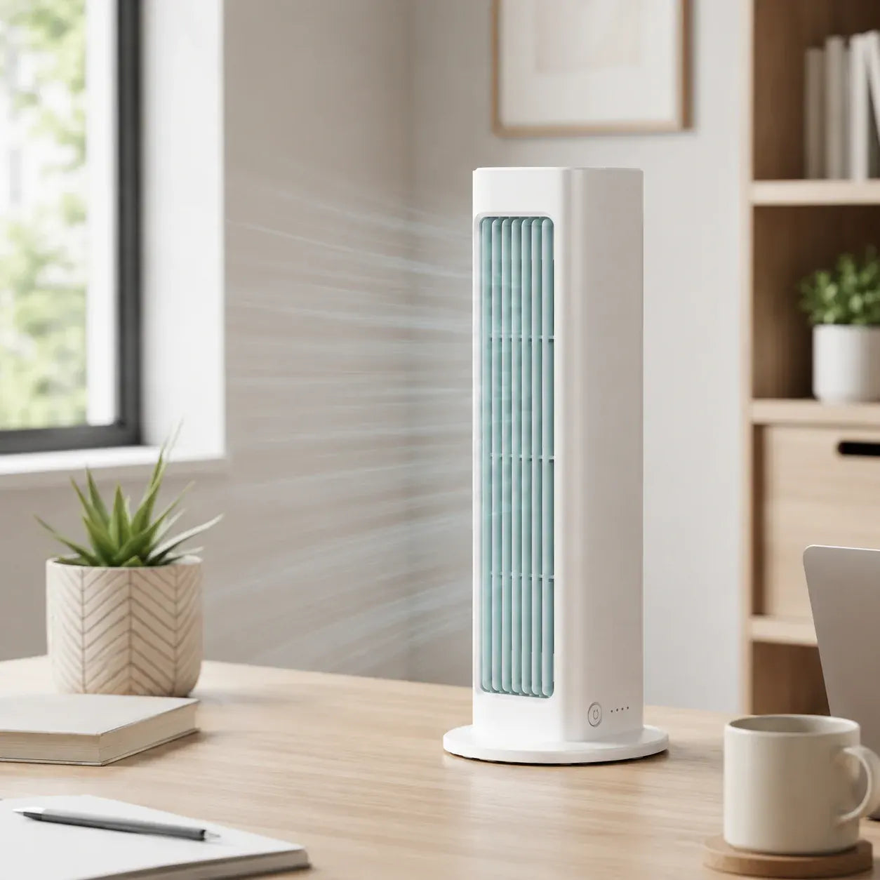 Compact Oscillating Tower Fan Portable Quiet Cooling