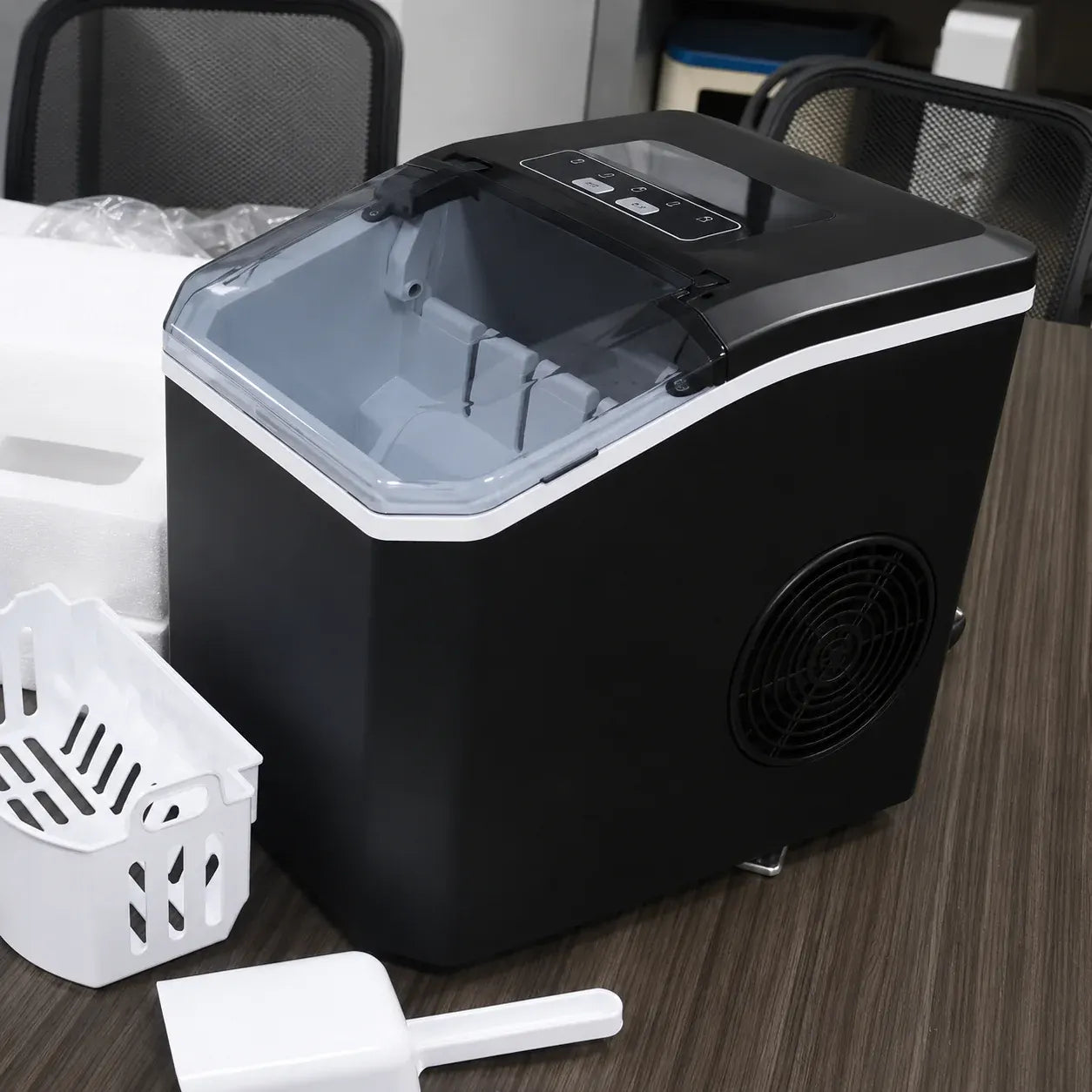 Compact Portable Countertop Ice Maker with Bullet-Shaped Cubes, Black