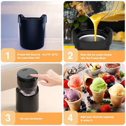 Compact Portable Frozen Yogurt & Ice Cream Machine, Easy to Use