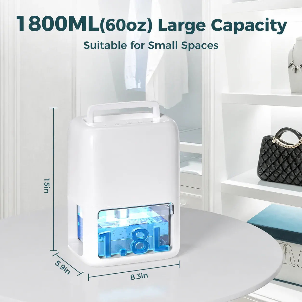 Compact Quiet Portable Basement Dehumidifier for Cool Home Air