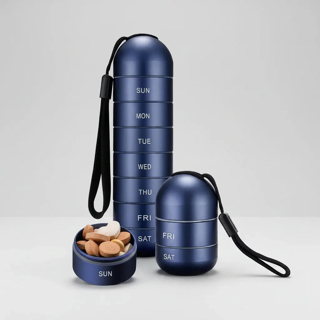 Compact Travel-Friendly Portable Medicine Pill Case Organizer