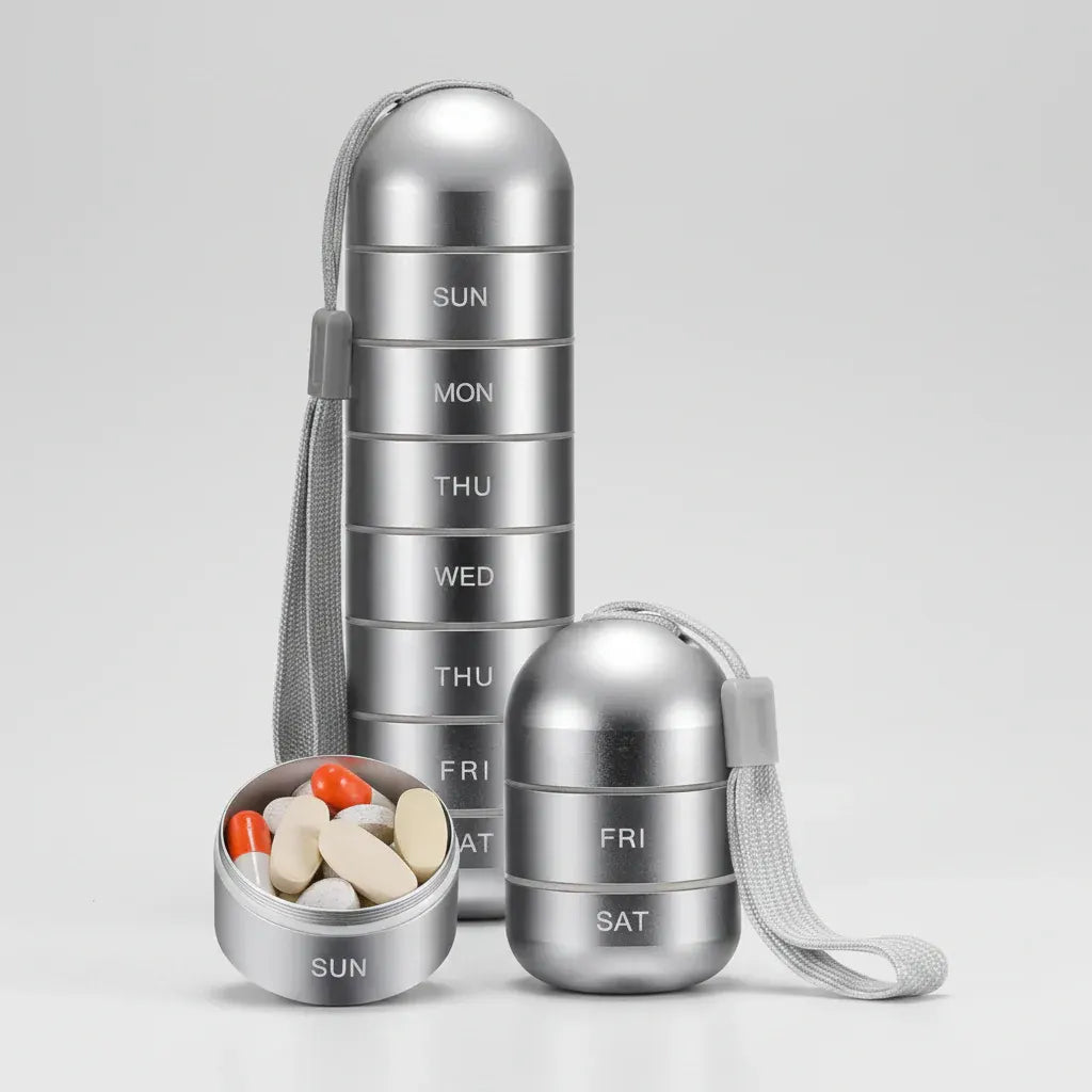 Compact Travel-Friendly Portable Medicine Pill Case Organizer