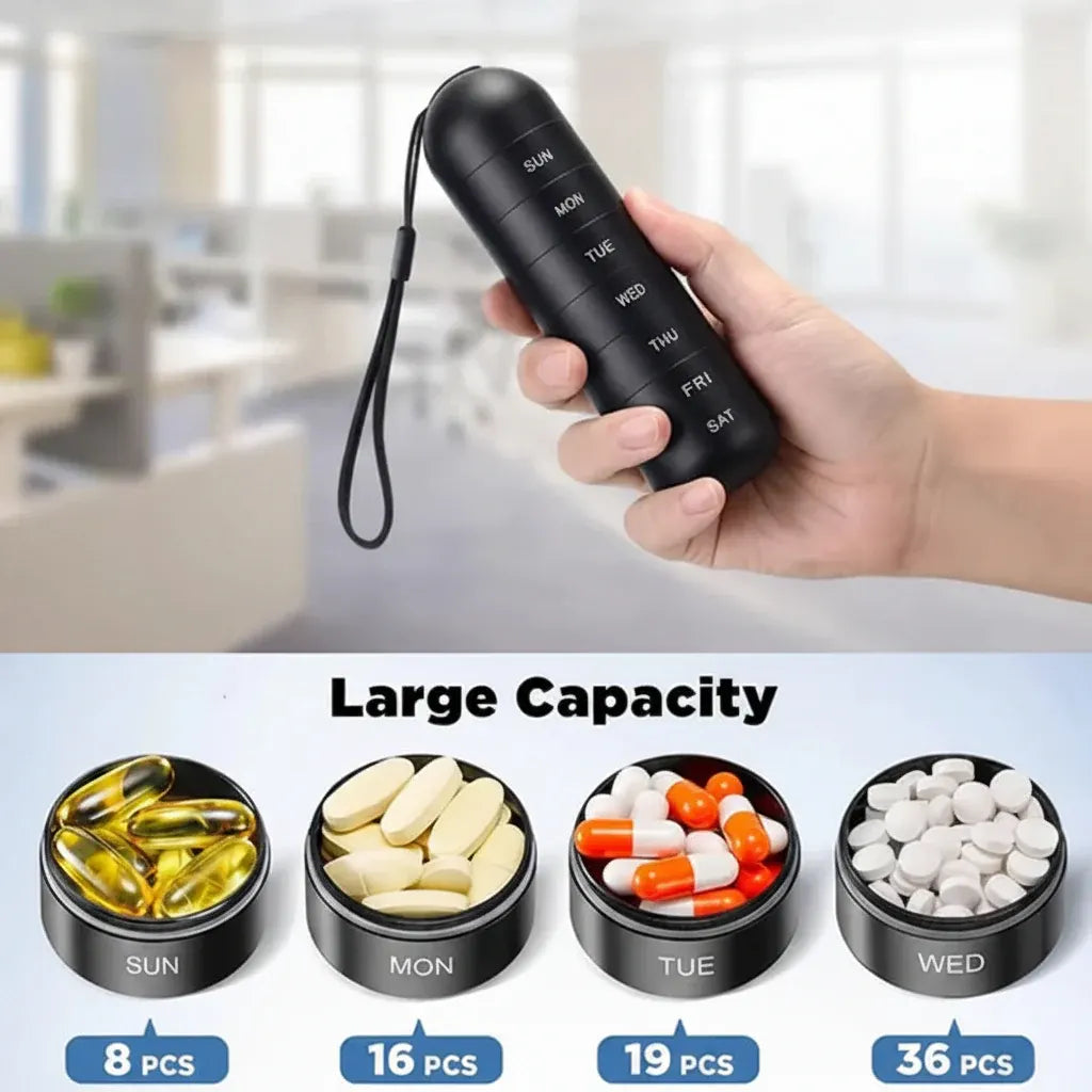 Compact Travel-Friendly Portable Medicine Pill Case Organizer