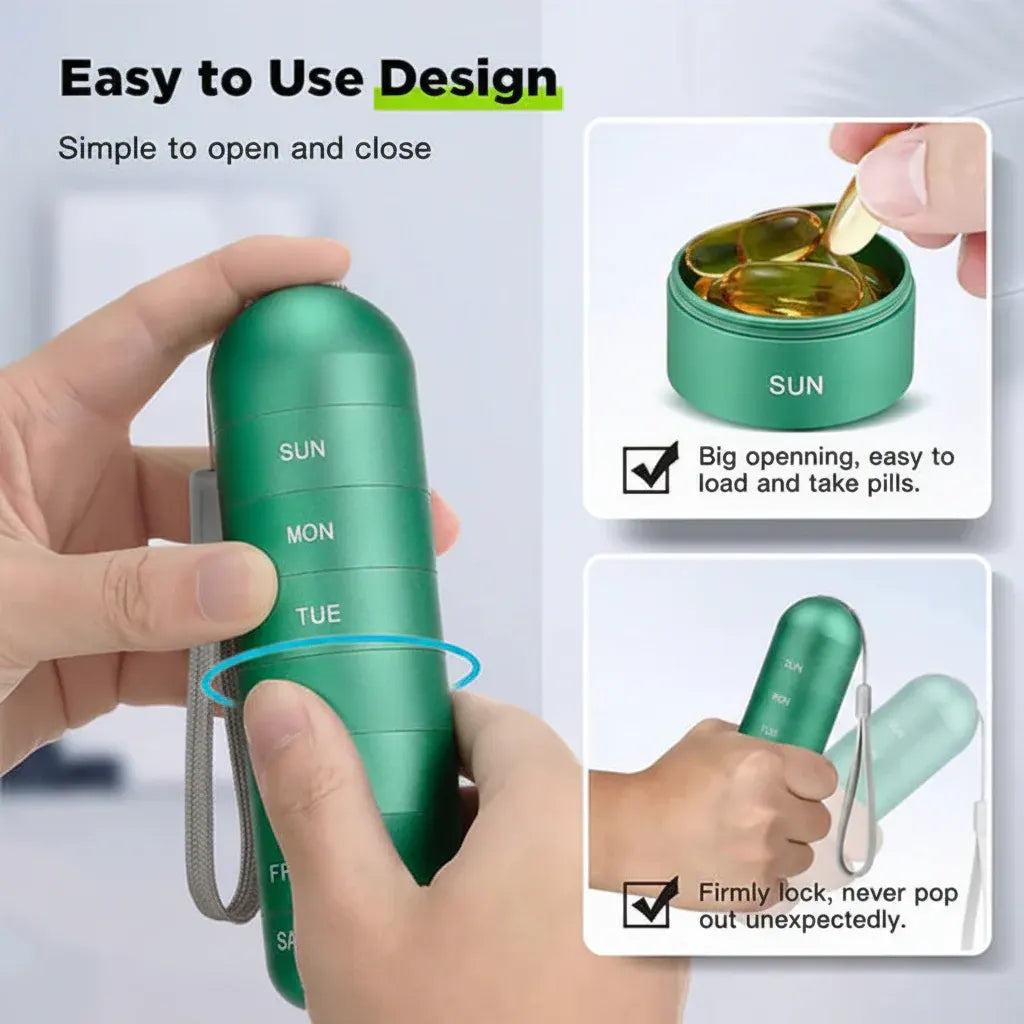 Compact Travel-Friendly Portable Medicine Pill Case Organizer
