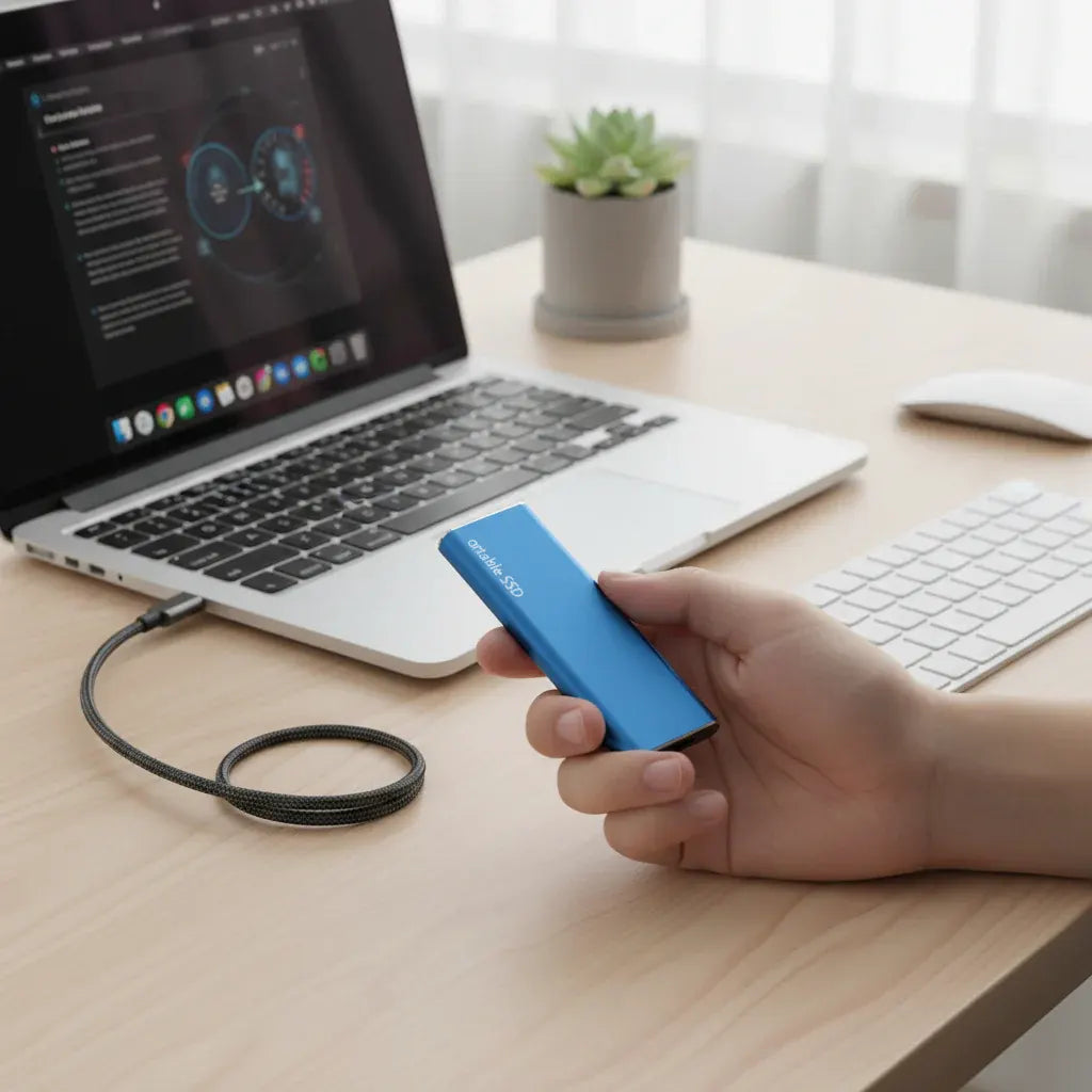 Compact USB-C Portable Solid State Drive Storage Device