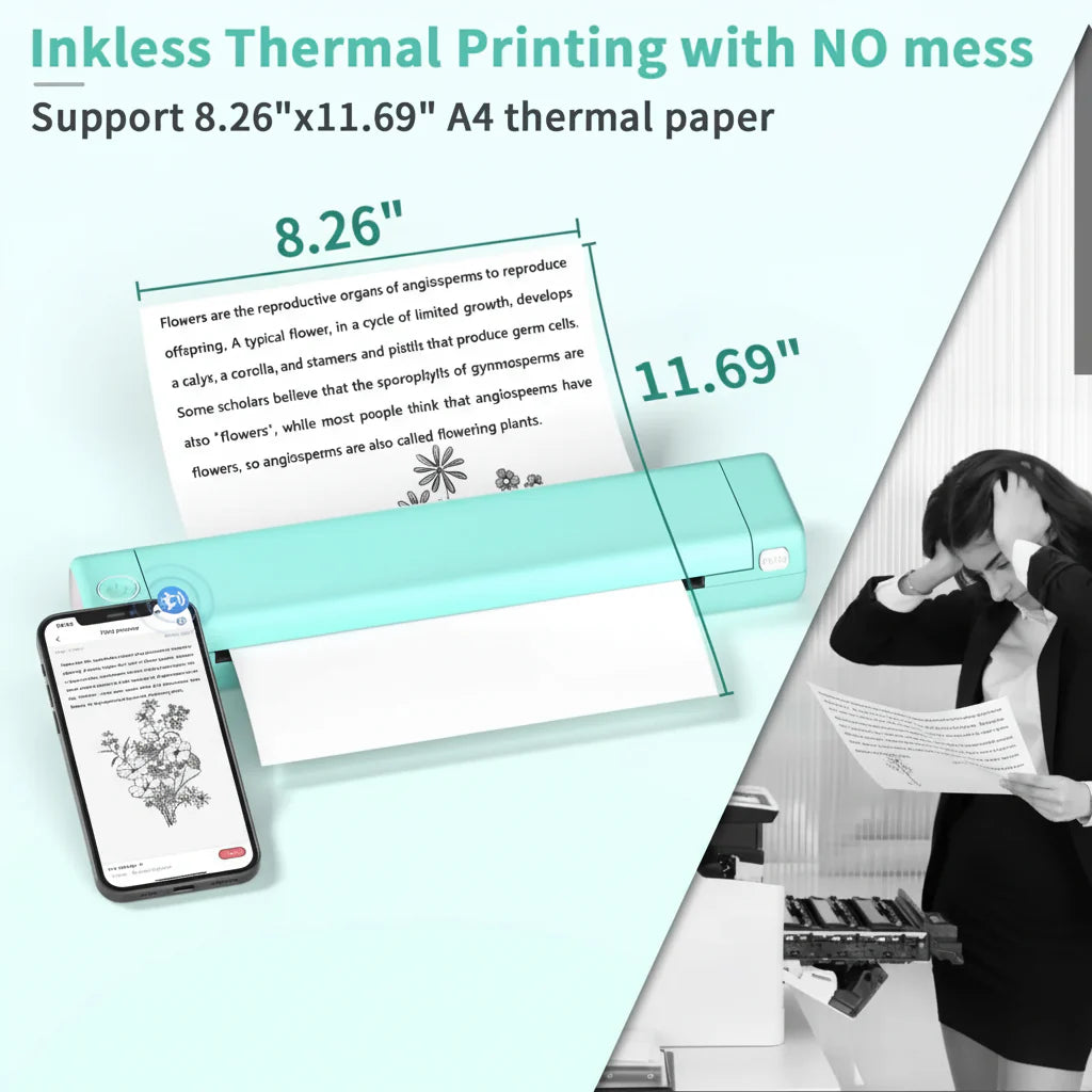 Compact Wireless Bluetooth Portable Printer for Thermal Paper