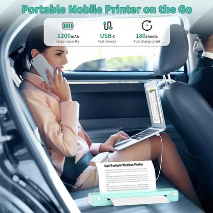 Compact Wireless Bluetooth Portable Printer for Thermal Paper