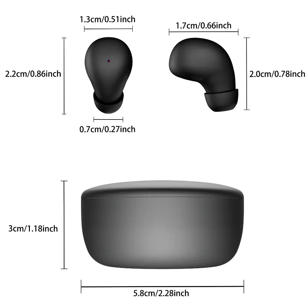 Compact Wireless In-Ear Buds with Touch Control, Rechargeable