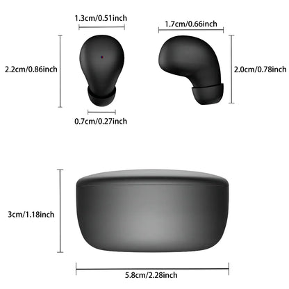 Compact Wireless In-Ear Buds with Touch Control, Rechargeable