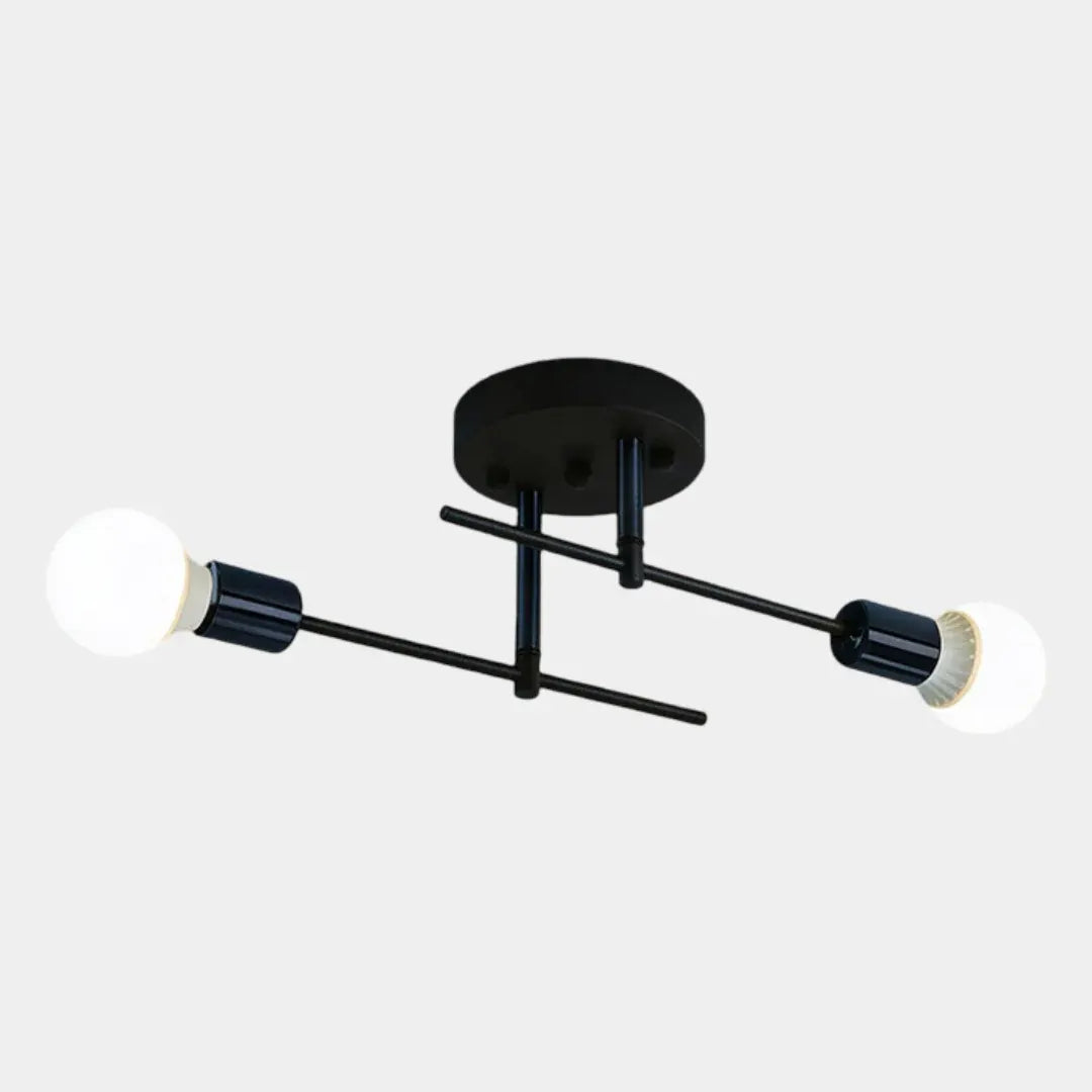 Contemporary 2-Light Flush Mount Ceiling Fixture in Black & Gold Finish