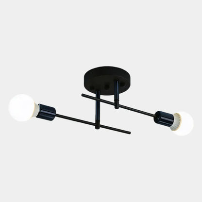 Contemporary 2-Light Flush Mount Ceiling Fixture in Black & Gold Finish