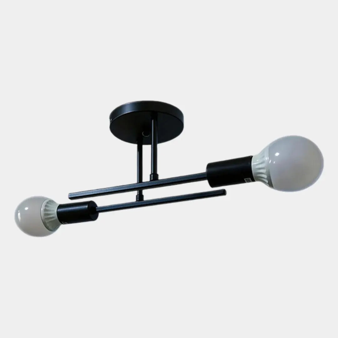 Contemporary 2-Light Flush Mount Ceiling Fixture in Black & Gold Finish