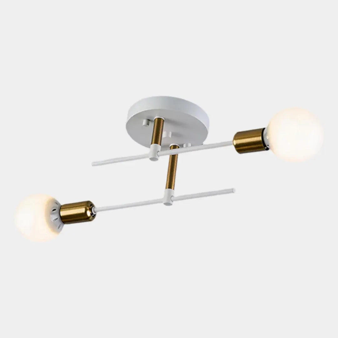 Contemporary 2-Light Flush Mount Ceiling Fixture in Black & Gold Finish