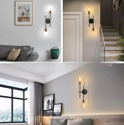 Contemporary 2-Light Flush Mount Ceiling Fixture in Black & Gold Finish