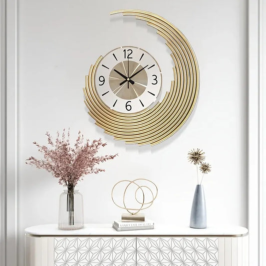 Contemporary 3D Metal Wall Clock with Silent Quartz Movement – Decorative Home Timepiece