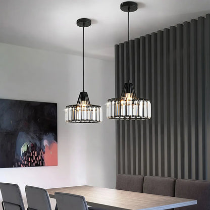 Contemporary Black Crystal Chandelier Pendant | Elegant Ceiling Fixture