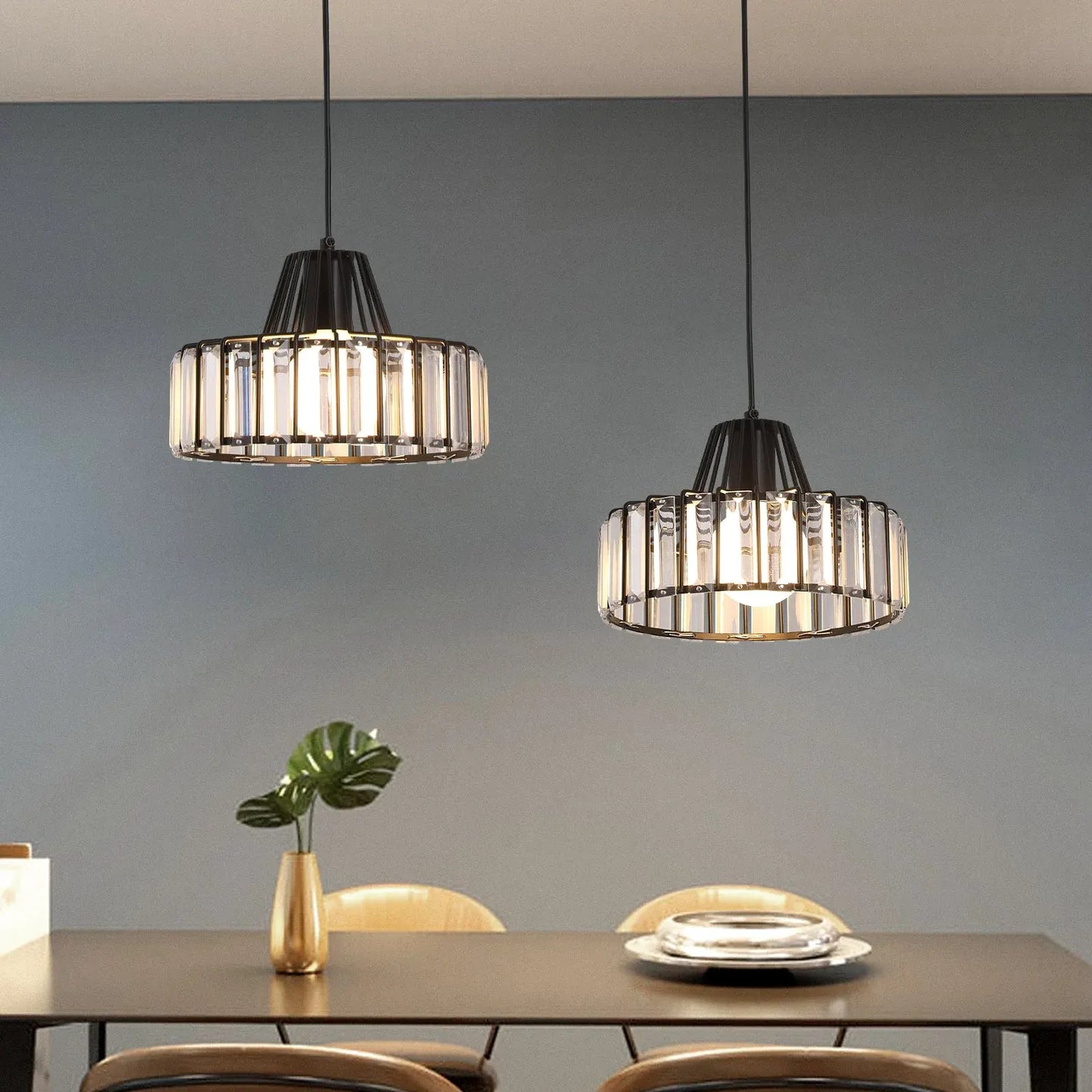 Contemporary Black Crystal Chandelier Pendant | Elegant Ceiling Fixture