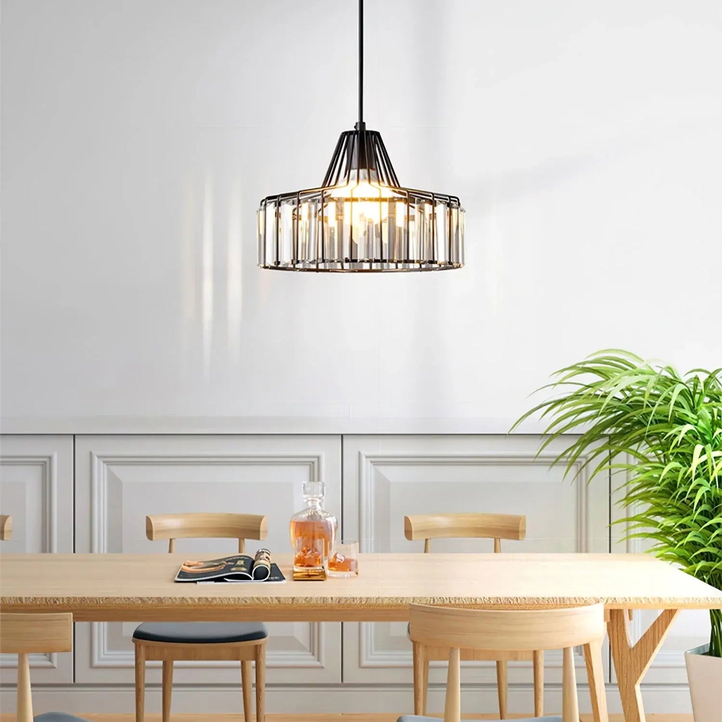 Contemporary Black Crystal Chandelier Pendant | Elegant Ceiling Fixture