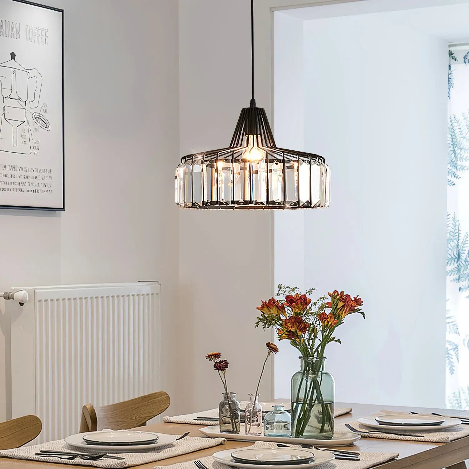 Contemporary Black Crystal Chandelier Pendant | Elegant Ceiling Fixture