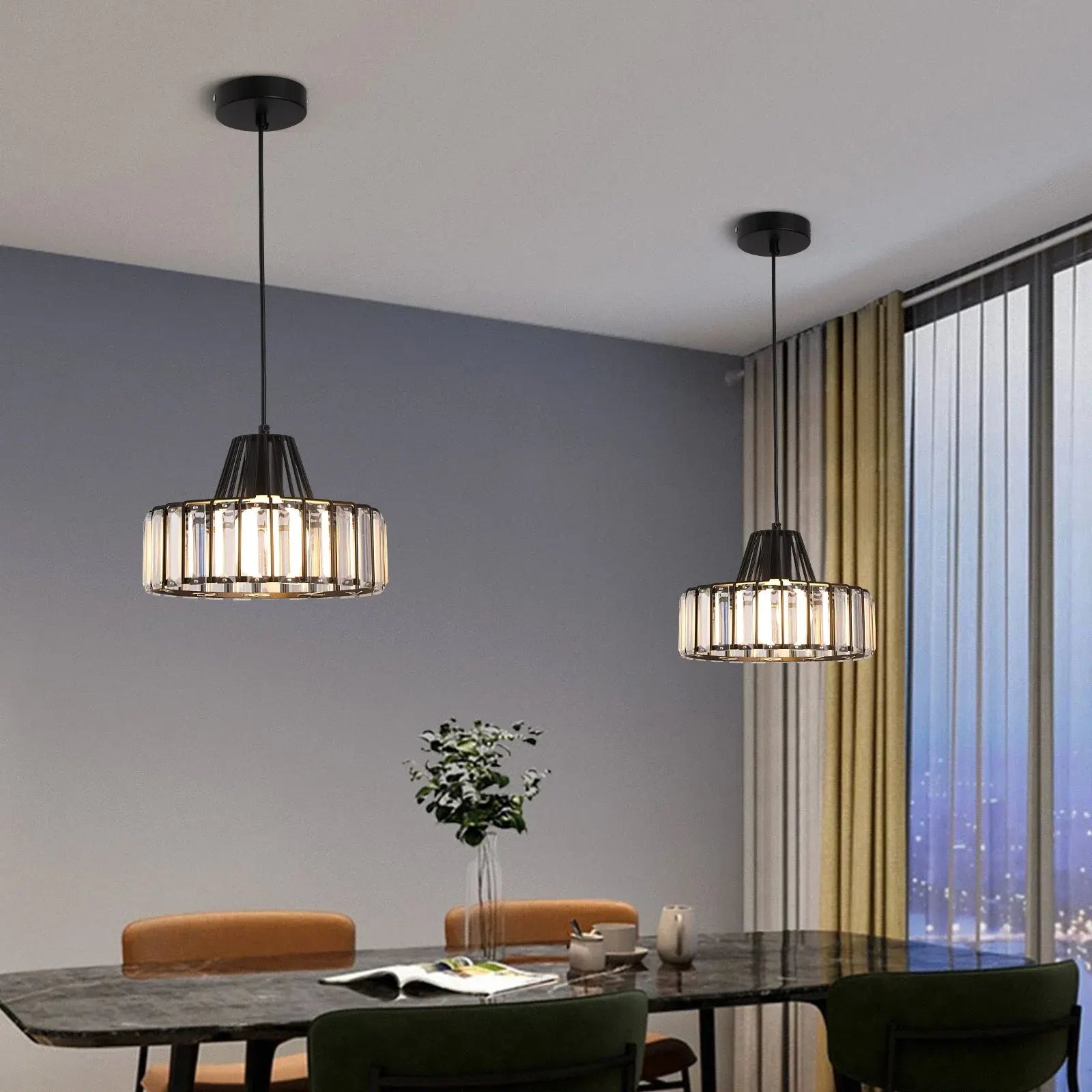 Contemporary Black Crystal Chandelier Pendant | Elegant Ceiling Fixture