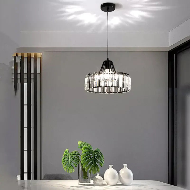 Contemporary Black Crystal Chandelier Pendant | Elegant Ceiling Fixture