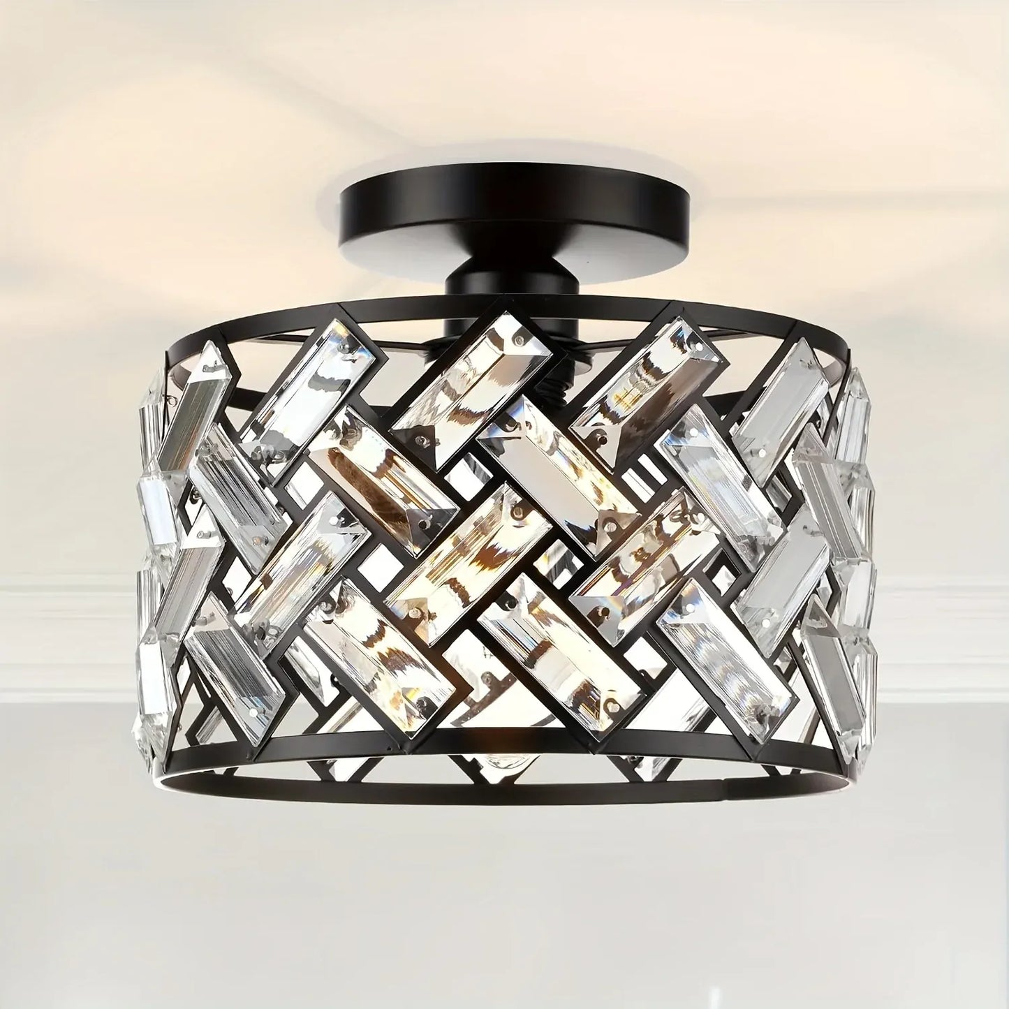 Contemporary Crystal Semi-Flush Ceiling Fixture | Elegant Decorative Lighting