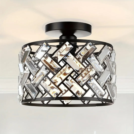 Contemporary Crystal Semi-Flush Ceiling Fixture | Elegant Decorative Lighting