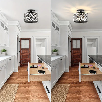 Contemporary Crystal Semi-Flush Ceiling Fixture | Elegant Decorative Lighting