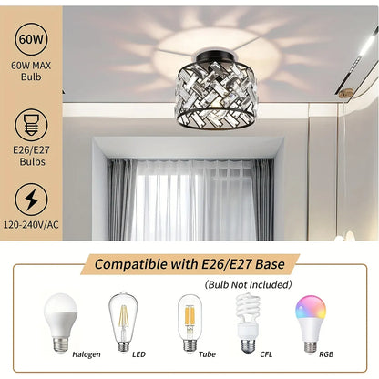 Contemporary Crystal Semi-Flush Ceiling Fixture | Elegant Decorative Lighting