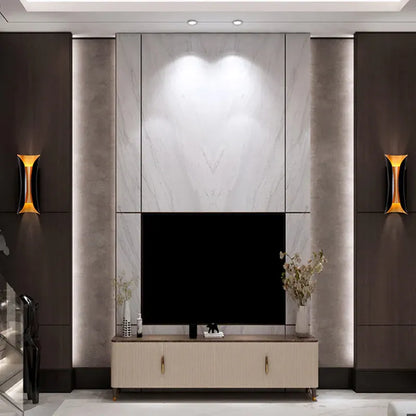Contemporary Curved Wall Sconce – Black Metal Indoor Light Fixture