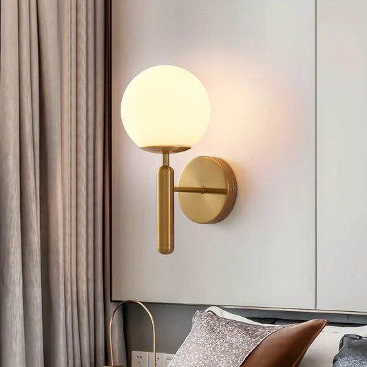 Contemporary Glass Wall Sconce with Elegant Metal Frame for Bedroom Lighting