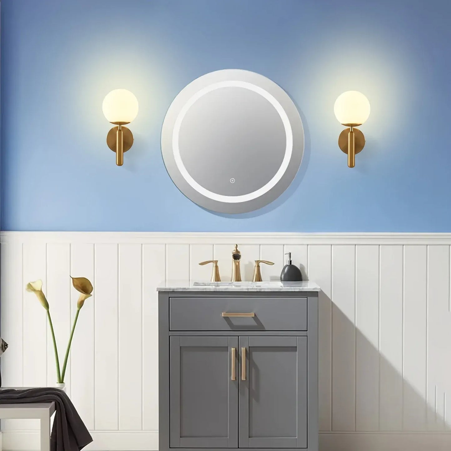 Contemporary Glass Wall Sconce with Elegant Metal Frame for Bedroom Lighting