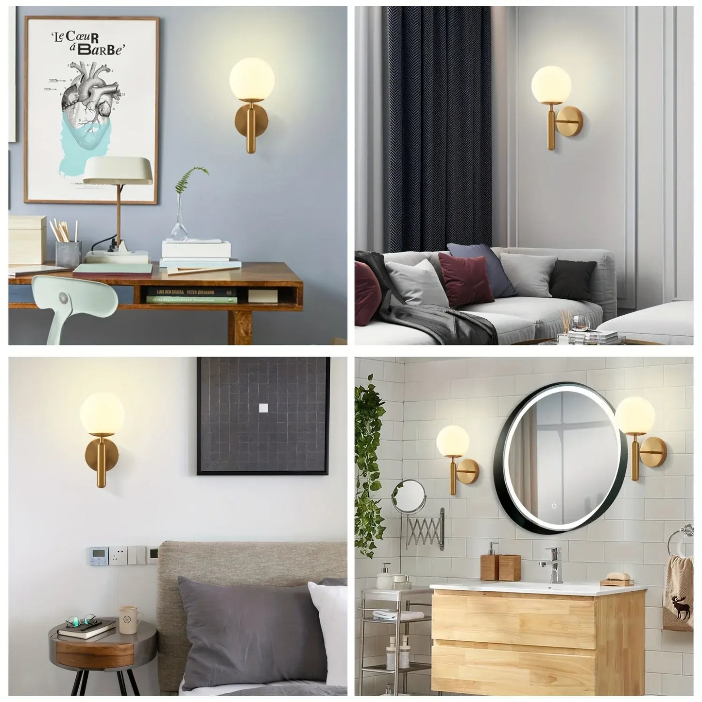 Contemporary Glass Wall Sconce with Elegant Metal Frame for Bedroom Lighting