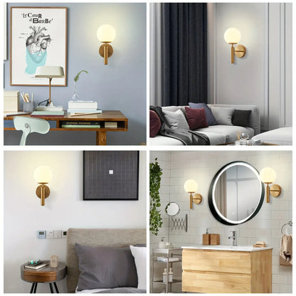 Contemporary Glass Wall Sconce with Elegant Metal Frame for Bedroom Lighting