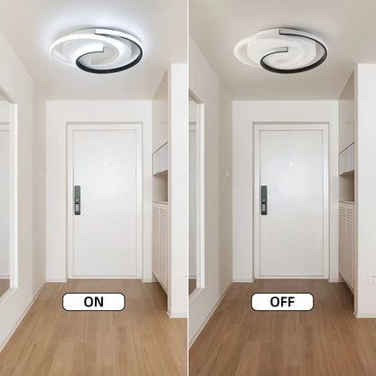 Contemporary LED Ceiling Lamp with Swirl Black & White Pattern