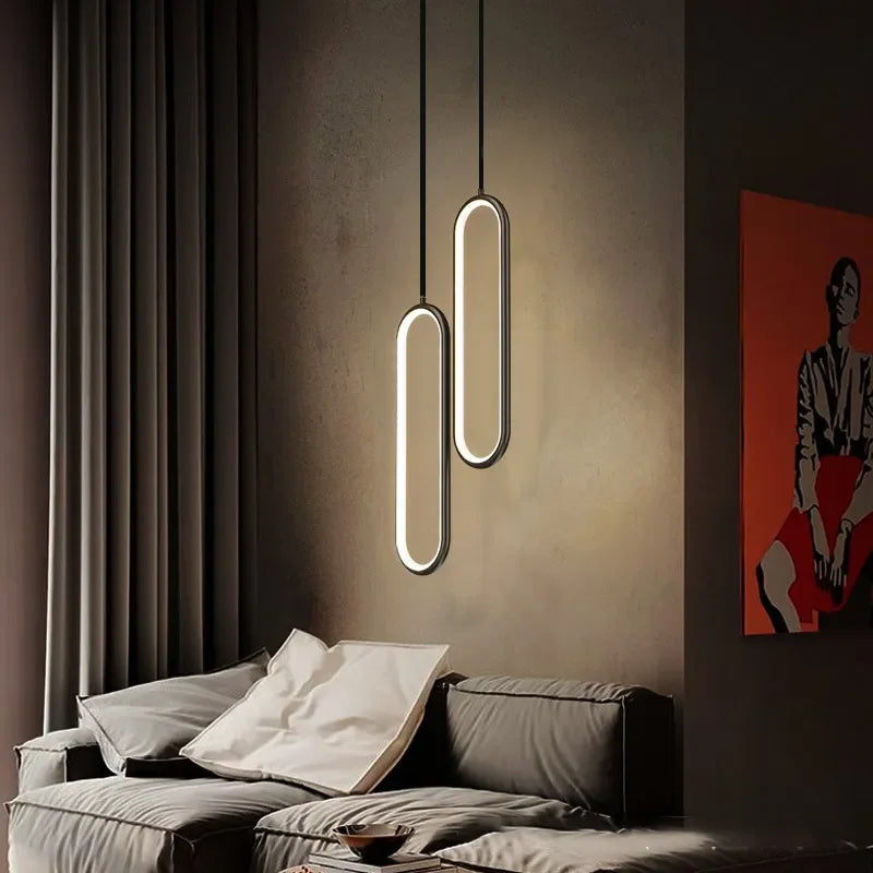 Contemporary LED Pendant Lamp in Gold & Black Finish – Ideal Hanging Light for Bedroom, Dining Room & Living Areas