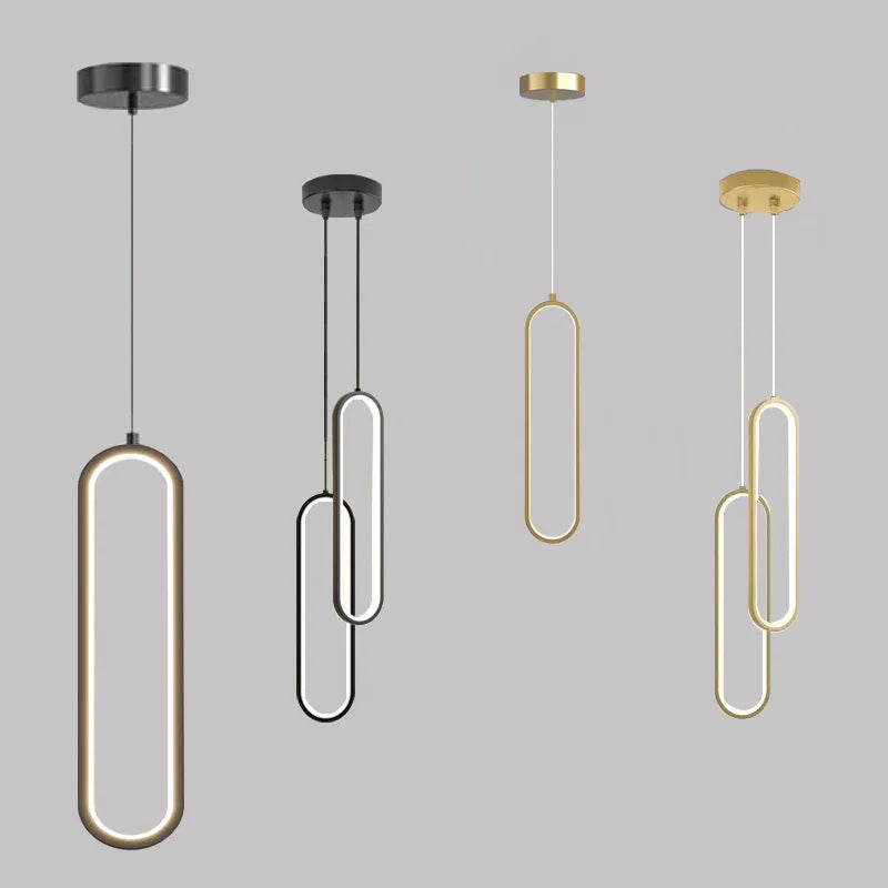 Contemporary LED Pendant Lamp in Gold & Black Finish – Ideal Hanging Light for Bedroom, Dining Room & Living Areas