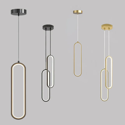 Contemporary LED Pendant Lamp in Gold & Black Finish – Ideal Hanging Light for Bedroom, Dining Room & Living Areas