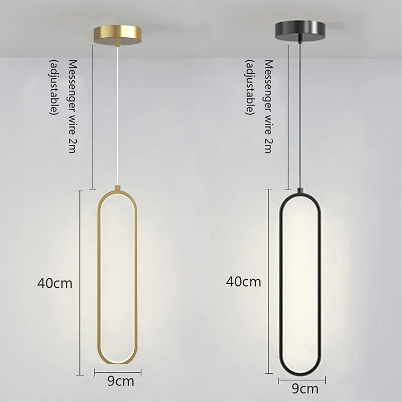 Contemporary LED Pendant Lamp in Gold & Black Finish – Ideal Hanging Light for Bedroom, Dining Room & Living Areas